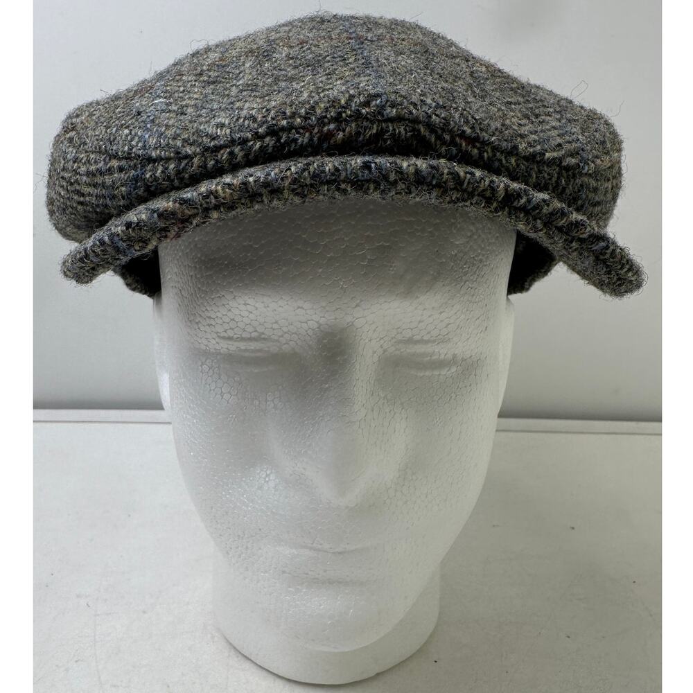 Wigens Harris Gray Tweed Wool Ear Flap Flat Cap (Size 58)